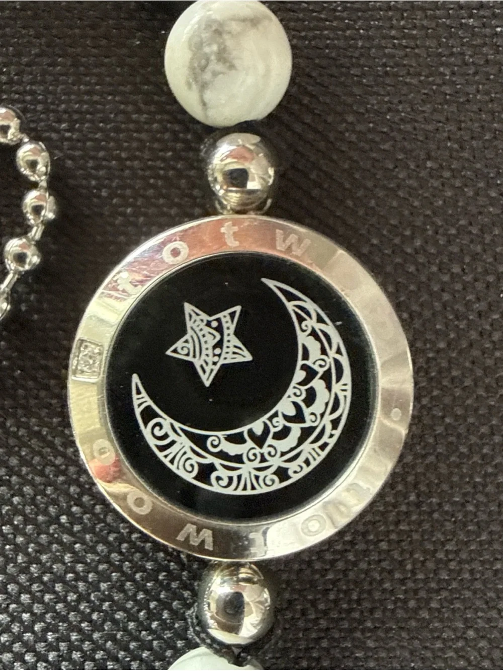 Totwoo Bluetooth Connect to Love Adjustable-Onyx+White Stone-Moon Star Bracelet